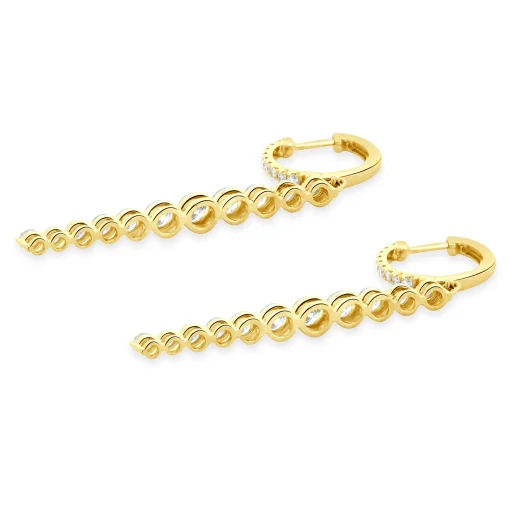 18 Karat Yellow Gold Graduated Diamond Inline Drop Earrings