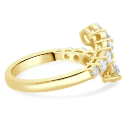 18 Karat Yellow Gold Graduated Diamond Bypass Ring