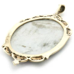 14 Karat Yellow Gold Hand Painted Porcelain Pendant