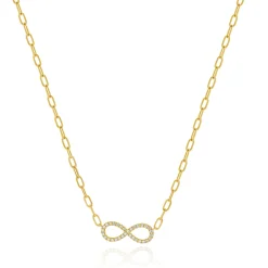 14 Karat Yellow Gold Infinity Diamond Necklace