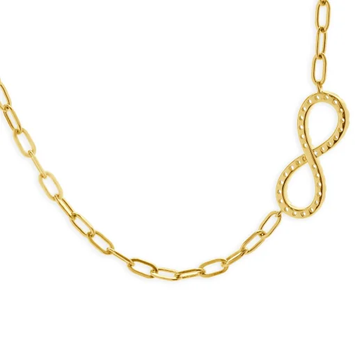 14 Karat Yellow Gold Infinity Diamond Necklace