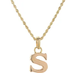 14 Karat Yellow Gold Initial S Necklace