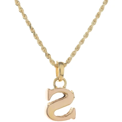 14 Karat Yellow Gold Initial S Necklace