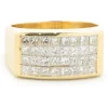 18 Karat Yellow Gold Invisible Set Diamond Gents Ring