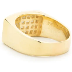 18 Karat Yellow Gold Invisible Set Diamond Gents Ring
