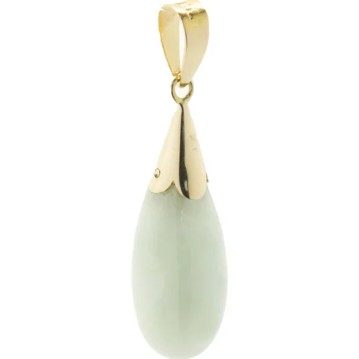 14 Karat Yellow Gold Jade Pendant