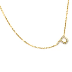 18 Karat Yellow Gold Lab Grown Diamond P Necklace