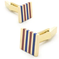 18 Karat Yellow Gold Lapis and Coral Cufflinks