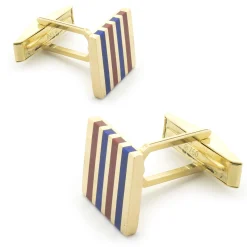 18 Karat Yellow Gold Lapis and Coral Cufflinks
