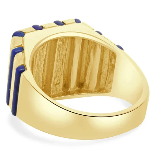 18 Karat Yellow Gold Lapis Inlay Gents Ring