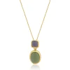 14 Karat Yellow Gold Lavender and Green Jadeite Drop Necklace