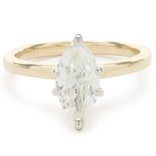 14 Karat Yellow Gold Marquise Cut Diamond Engagement Ring