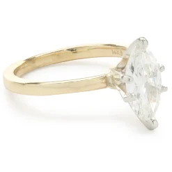 14 Karat Yellow Gold Marquise Cut Diamond Engagement Ring