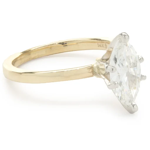 14 Karat Yellow Gold Marquise Cut Diamond Engagement Ring