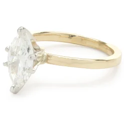 14 Karat Yellow Gold Marquise Cut Diamond Engagement Ring