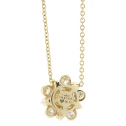 14 Karat Yellow Gold Miracle Set Diamond Flower Necklace