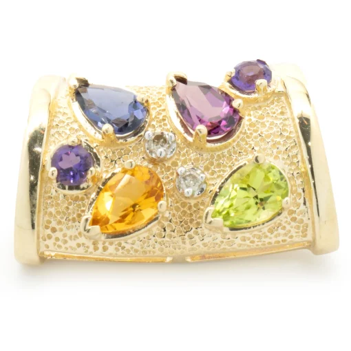 14 Karat Yellow Gold Multi Gemstone Slide Pendant
