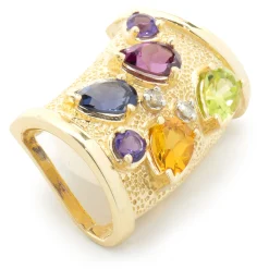 14 Karat Yellow Gold Multi Gemstone Slide Pendant