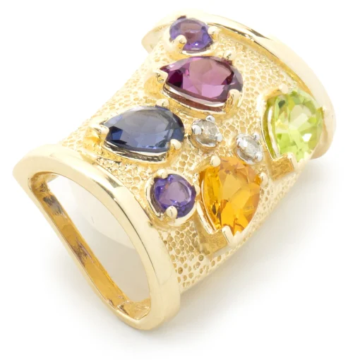 14 Karat Yellow Gold Multi Gemstone Slide Pendant