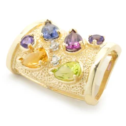 14 Karat Yellow Gold Multi Gemstone Slide Pendant