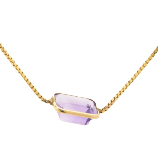 14 Karat Yellow Gold Multi Gemstone Multi Shape Bezel Set Necklace