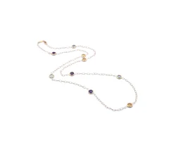 14 Karat Yellow Gold Multi-Gemstone Station Necklace