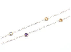 14 Karat Yellow Gold Multi-Gemstone Station Necklace