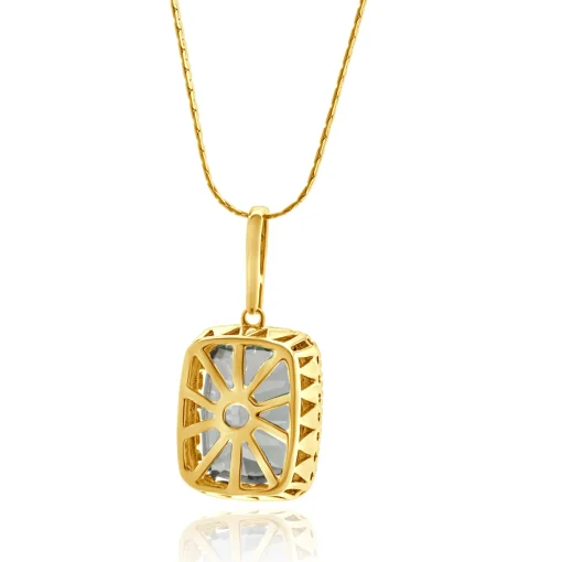14 Karat Yellow Gold Mystic Topaz and Diamond Necklace