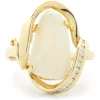 18 Karat Yellow Gold Opal and Diamond Freeform Ring