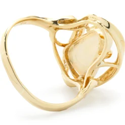 18 Karat Yellow Gold Opal and Diamond Freeform Ring