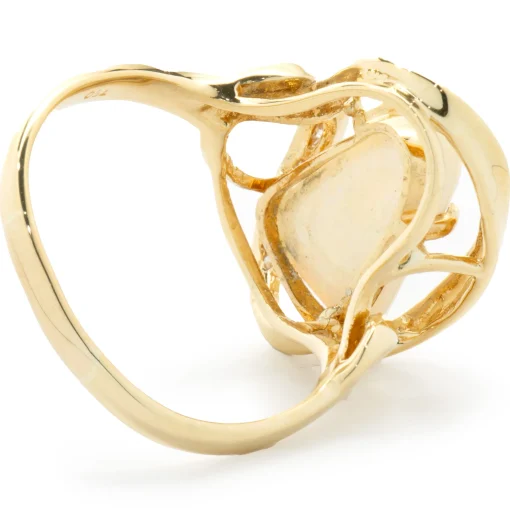 18 Karat Yellow Gold Opal and Diamond Freeform Ring