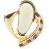 14 Karat Yellow Gold Opal, Diamond, and Ruby Freeform Pendant