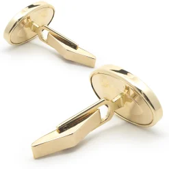 14 Karat Yellow Gold Oval Black Onyx Cufflinks