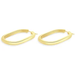 18 Karat Yellow Gold Oval Tube Hoop Earrings