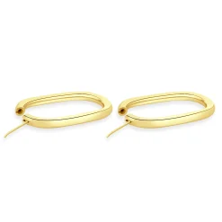 18 Karat Yellow Gold Oval Tube Hoop Earrings