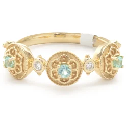 18 Karat Yellow Gold Pariba Tourmaline and Diamond Band