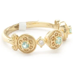 18 Karat Yellow Gold Pariba Tourmaline and Diamond Band