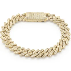 14 Karat Yellow Gold Pave Diamond Miami Cuban Link Bracelet