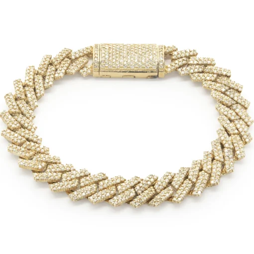 14 Karat Yellow Gold Pave Diamond Miami Cuban Link Bracelet