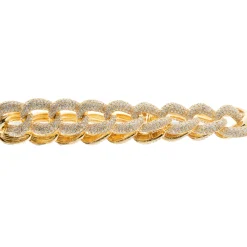 18 Karat Yellow Gold Pave Diamond Cuban Link Bracelet