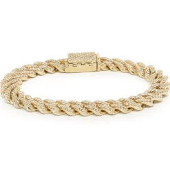 14 Karat Yellow Gold Pave Diamond Miami Cuban Link Bracelet