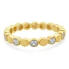 14 Karat Yellow Gold Pave Diamond Alternating Band