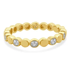 14 Karat Yellow Gold Pave Diamond Alternating Band