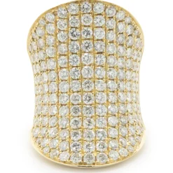 18 Karat Yellow Gold Pave Diamond Saddle Ring