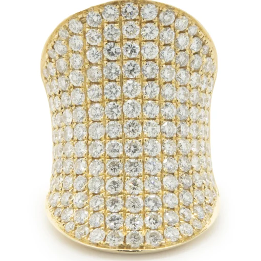 18 Karat Yellow Gold Pave Diamond Saddle Ring