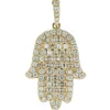 18 Karat Yellow Gold Pave Diamond Hamsa Pendant