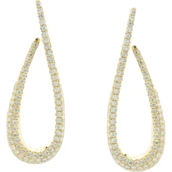 18 Karat Yellow Gold Pave Diamond Loop Through Drop Earrings