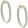 18 Karat Yellow Gold Pave Diamond Inside Outside Hoop Earrings