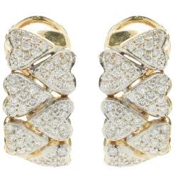 18 Karat Yellow Gold Pave Diamond Heart Shape Huggie Hoop Earrings