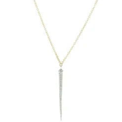 14 Karat Yellow Gold Pave Diamond Spear Necklace